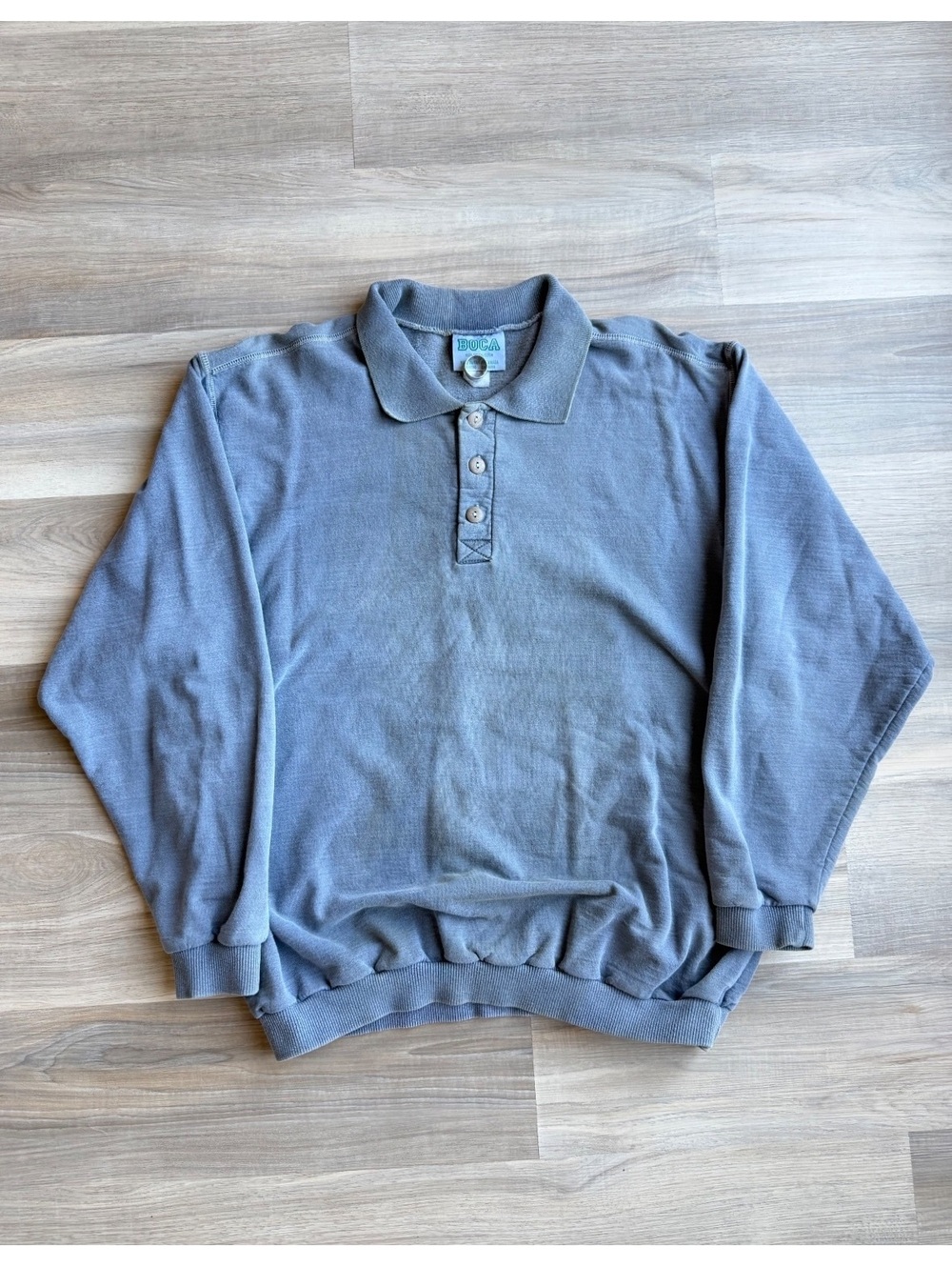 Vintage 90's BOCA Ash Grey Henley Polo Sweatshirt